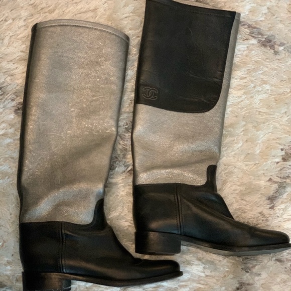 chanel metallic boots